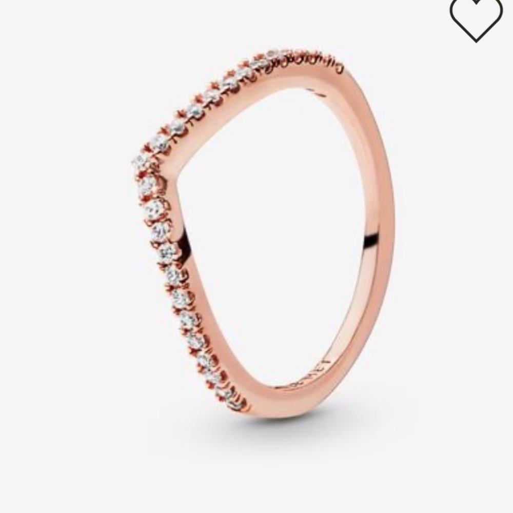 Pandora Sparkling Wishbone Ring - Rose Gold 7